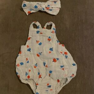 Baby Romper with Popsicle Print and Headband